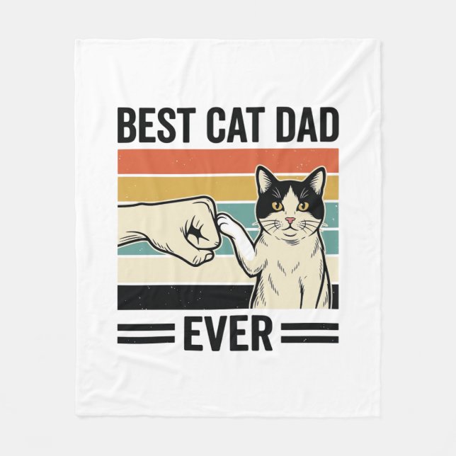 Manta Polar Best Cat Dad Ever Retro Cat Fist Bump Shirt_1 (Anverso)