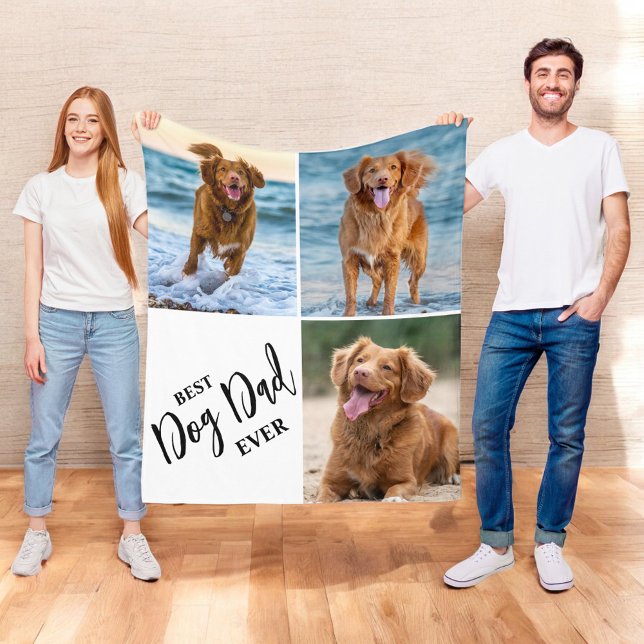 Manta Polar Best Dog Dad Ever Dog Lover Photo Collage Pet (Subido por el creador)