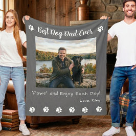 Manta Polar Best Dog Dad Paws Gray Pet Photo