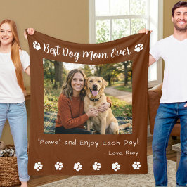 Manta Polar Best Dog Mom Paws Brown Pet Photo