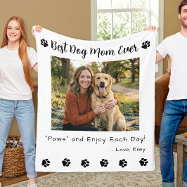 Manta Polar Best Dog Mom Paws Pet White Photo