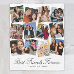 Manta Polar Best Friends Forever 12 Photo Collage<br><div class="desc">BFF picture blanket featuring a simple white background that you can change to any color,  12 favorite photos for you to replace with your own,  the title 'best friends forever',  and your names underneath.</div>