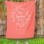 Manta Polar Best Grandma Ever Family Keepsake Grandkids Coral<br><div class="desc">"Best Grandma Ever!", custom family keepsake features elegant script placed in a modern floral wreath bouquet. The bottom portion features templates for a short message and names of grandchildren. Design is in crisp white on a trendy coral background. Custom color requests accepted. If you call your grandmother by another name,...</div>