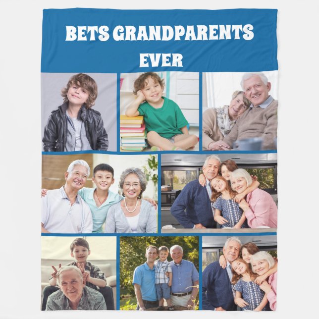 Manta Polar Best Grandparents Ever 8Photo Collage Chic Blue  (Anverso)