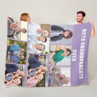 Manta Polar Best Grandparents Ever 8Photo Collage Chic purple