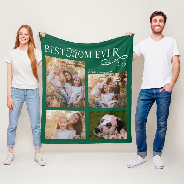 Manta Polar Best Mom Ever 4 Photos Heart Mothers Day Gifts (In situ)