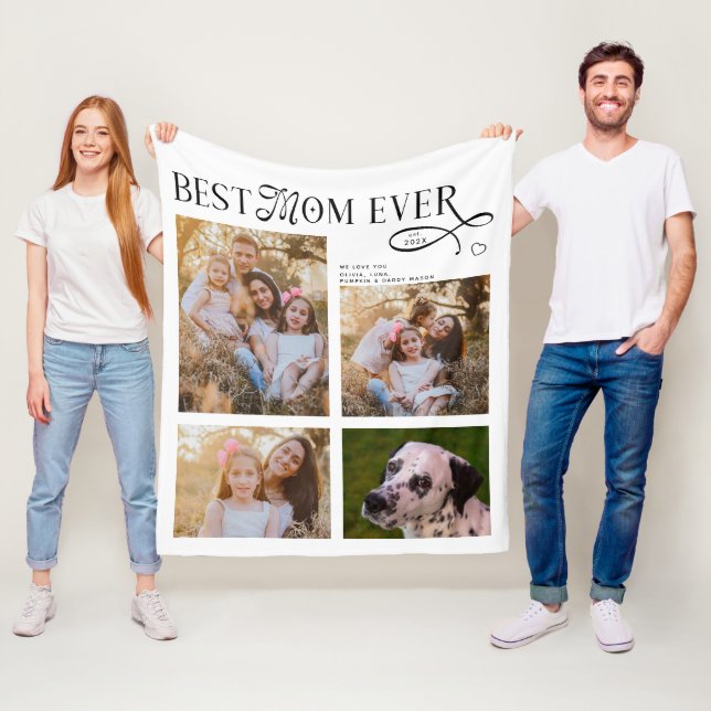 Manta Polar Best Mom Ever 4 Photos Heart Mothers Day Gifts (In situ)