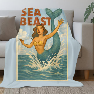 Manta Polar Bestia Marina Sirena Retro | Divertida Playa Coste