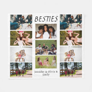 Manta Polar Besties Personalizado Collage de fotos y nombres F