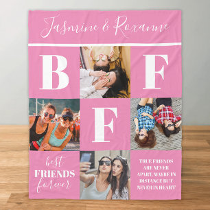Manta Polar BFF Besties Collage de fotos rosa