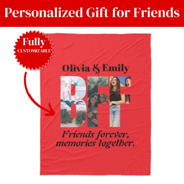Manta Polar BFF Photo Fleece Blanket – Personalized Gift (BFF Photo Fleece Blanket – Personalized Gift)