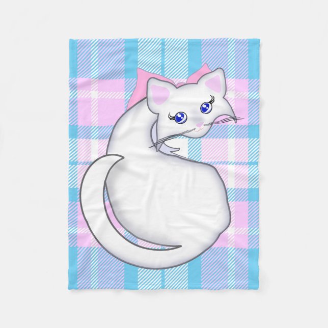 Manta Polar Bianca Toon Kitty Blanket (Anverso)