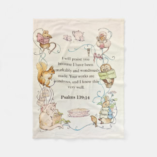 Manta Polar Bible verse nursery animals fleece blanket