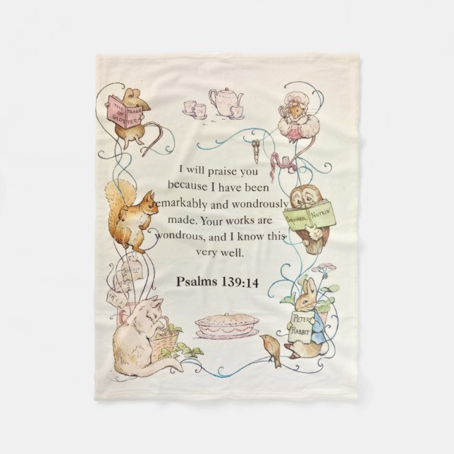 Manta Polar Bible verse nursery animals fleece blanket (Anverso)