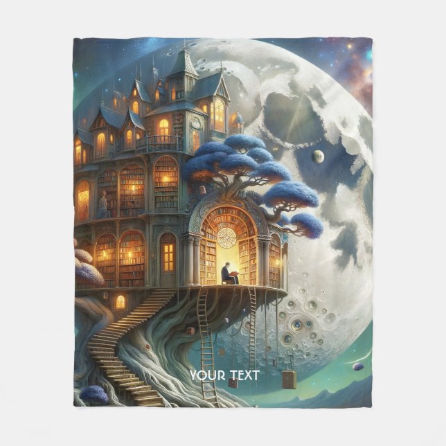 Manta Polar Biblioteca Fantasy Cute Boy Moon (Anverso)