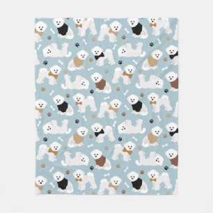 Manta Polar Bichon Frise Bones y Paws Blue