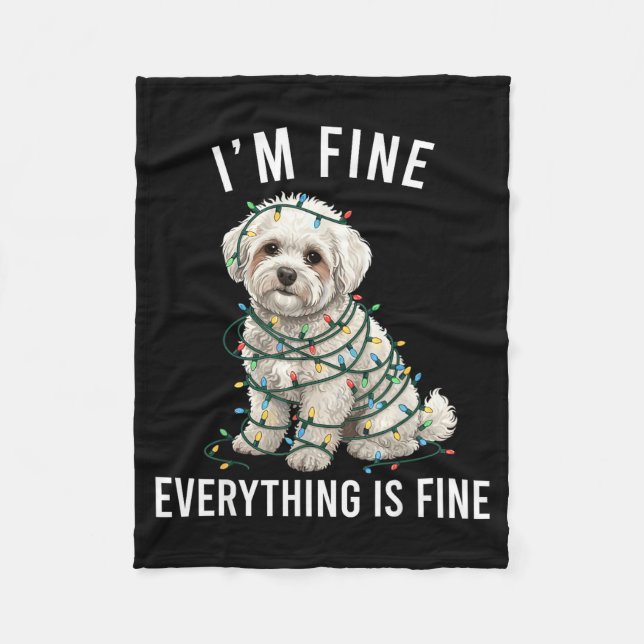 Manta Polar Bichon Frise Christmas I'm Fine Everything Is Fine (Anverso)