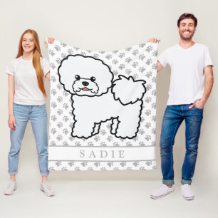 Manta Polar Bichon Frise Perro de Dibujos Animados Lindo & Nom