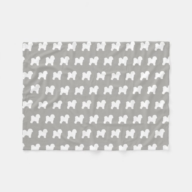 Manta Polar Bichon Frise siluetea gris del modelo (Frente (Horizontal))