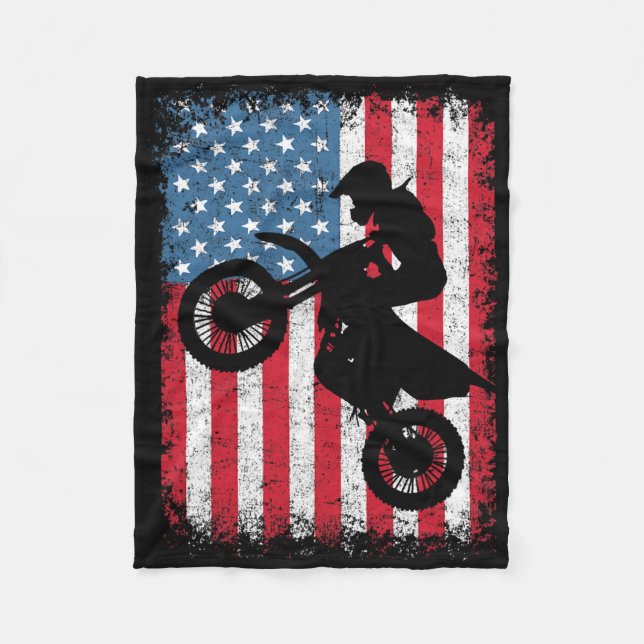 Manta Polar Bicicleta Sucia Motocross Biker Bandera Norteameri (Anverso)