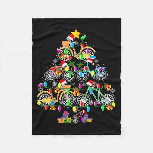 Manta Polar Bicycle Christmas Tree Funny Santa Bicycle Lover B (Anverso)