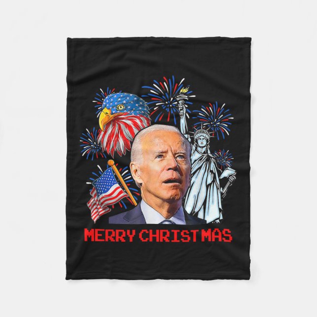 Manta Polar Biden Confuso Patriótico Feliz Navidad Por 4O (Anverso)
