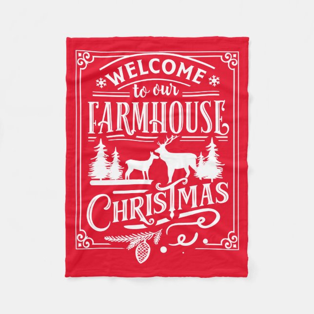 Manta Polar Bienvenidos a nuestros Navidades de Farmhouse (Anverso)