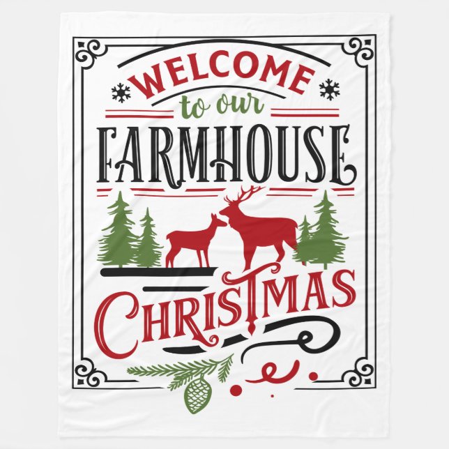 Manta Polar Bienvenidos a nuestros Navidades de Farmhouse (Anverso)
