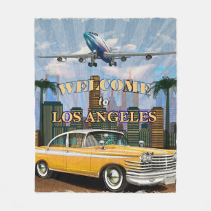 Manta Polar Bienvenidos al poster retro de Los Ángeles.