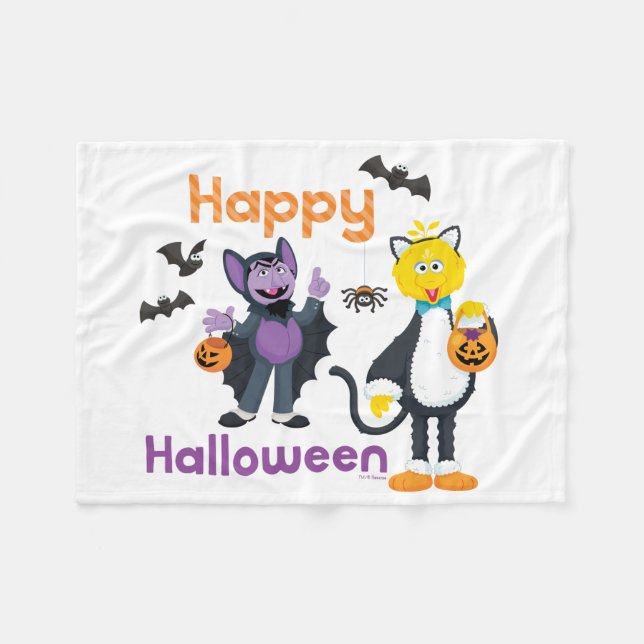 Manta Polar Big Bird and Count | Feliz Halloween (Frente (Horizontal))