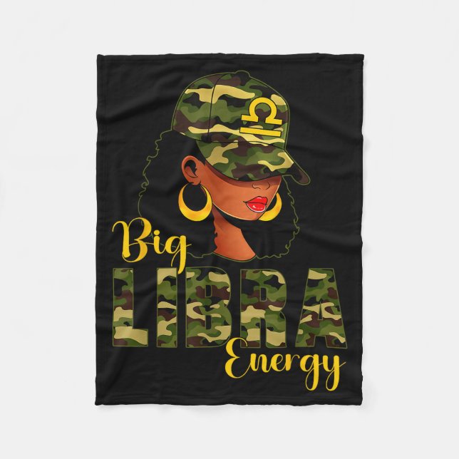 Manta Polar Big Libra Energy Camouflage Black Woman Cap Zodiac (Anverso)