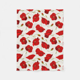 Manta Polar Big Red Poppies Fleece Blanket
