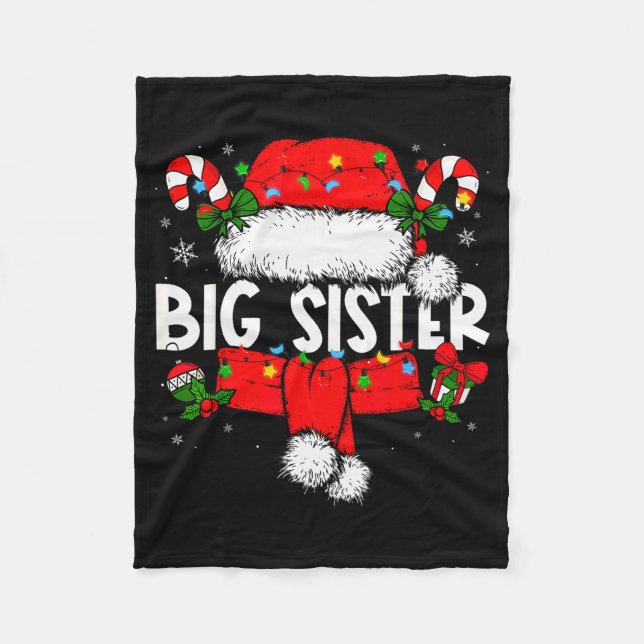 Manta Polar Big Sister Christmas Pajama Santa Claus Family Mat (Anverso)