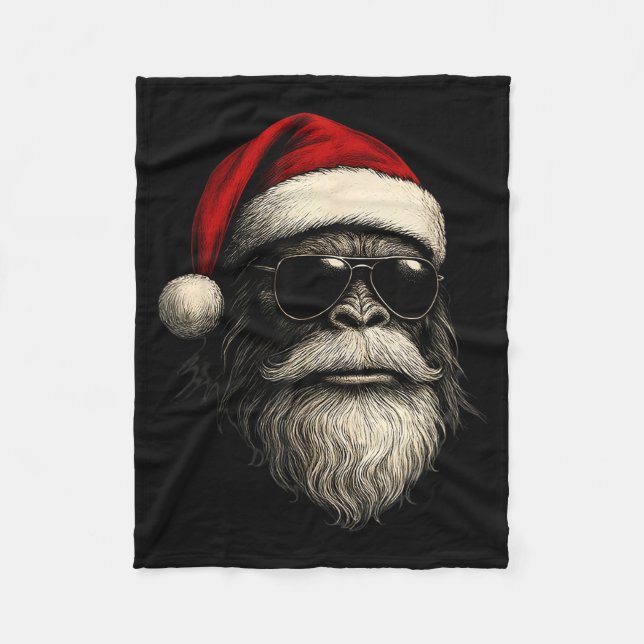 Manta Polar Bigfoot Face Sungles Santa Christmas Funny Xmas Sa (Anverso)