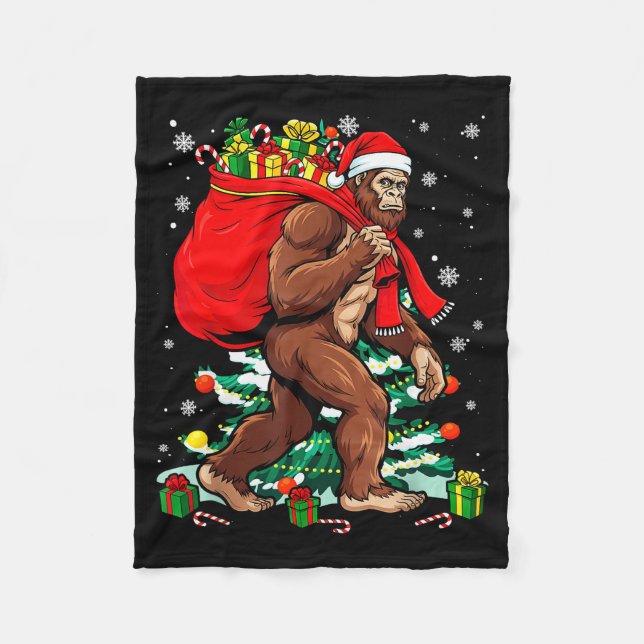 Manta Polar Bigfoot Santa Carrying Christmas Bag Xmas Hat Sasq (Anverso)