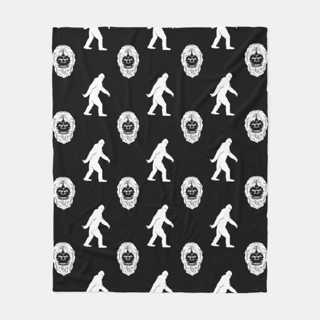 Manta Polar Bigfoot Sasquatch Negro y Blanco (Anverso)