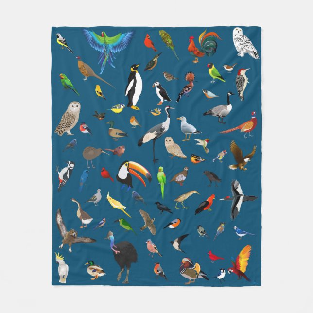 Manta Polar Bird Nerd Fleece Blanket (Anverso)