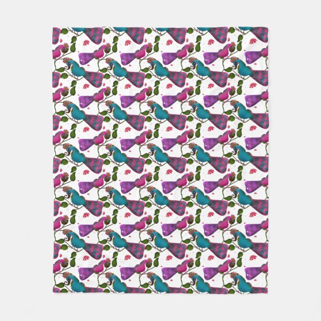 Manta Polar Birds floral seamless pattern Curtain (Anverso)