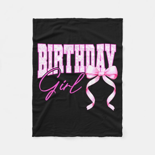 Manta Polar Birthday Girl Nk Toile Coquette Bow Birthday Party (Anverso)