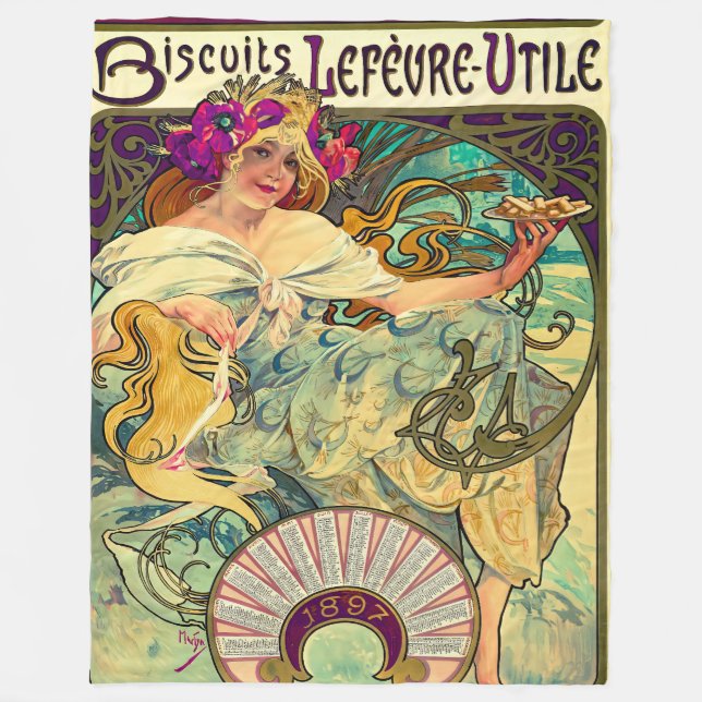 Manta Polar Biscuits Lefevre-Utile de Alphonse Mucha (1896) (Anverso)