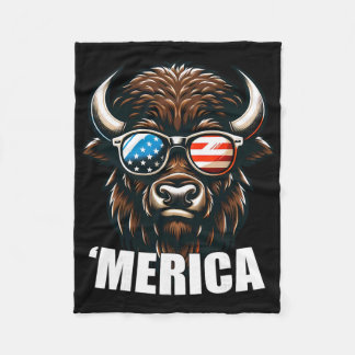 Manta Polar Bison Americano Divertido Patriótico Americano Usa