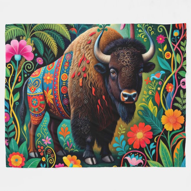 Manta Polar Bisonte Búfalo Animal Poderoso (Frente (Horizontal))