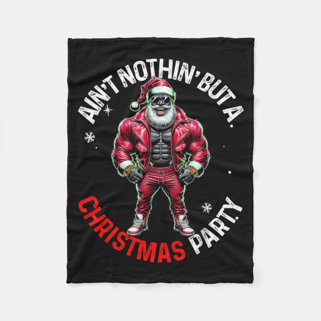 Manta Polar Black African American Santa Claus Christmas Pajam (Anverso)