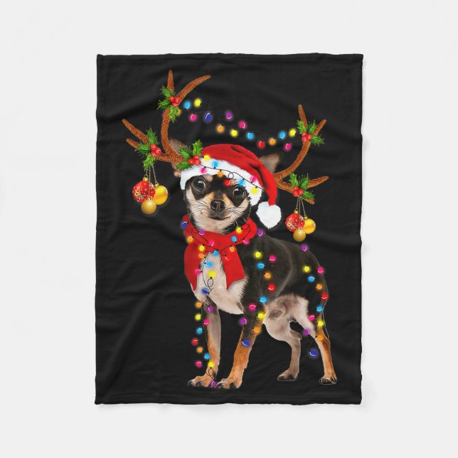 Manta Polar Black And Tan Chihuahua Gorgeous Reindeer Christma (Anverso)