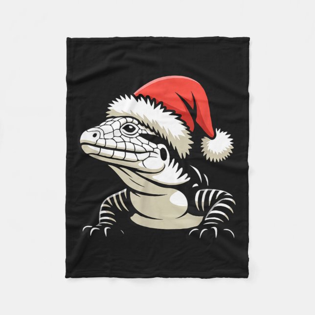 Manta Polar Black And White Argentine Tegu Christmas Ugly Xmas (Anverso)