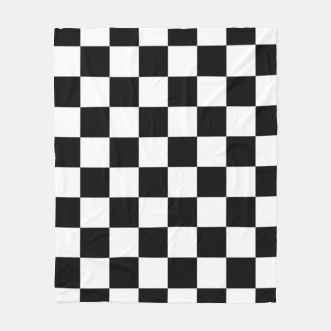 Manta Polar Black and White Checkered Square Pattern  (Anverso)