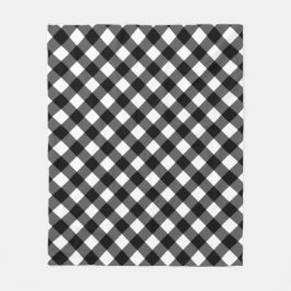 Manta Polar Black and White Gingham Check Fleece Blanket
