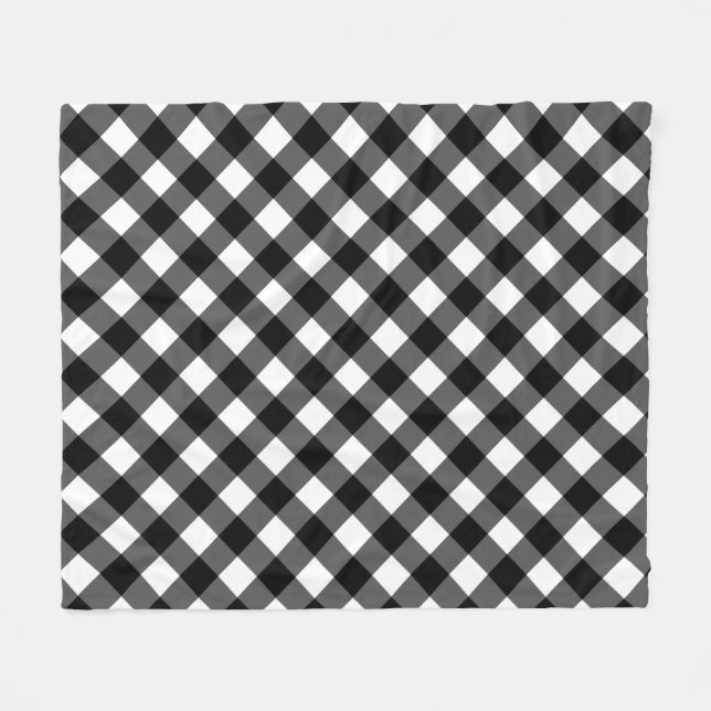 Manta Polar Black and White Gingham Check Fleece Blanket (Frente (Horizontal))