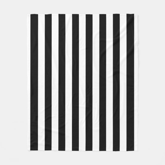 Manta Polar Black and White Stripe Fleece Blanket (Anverso)