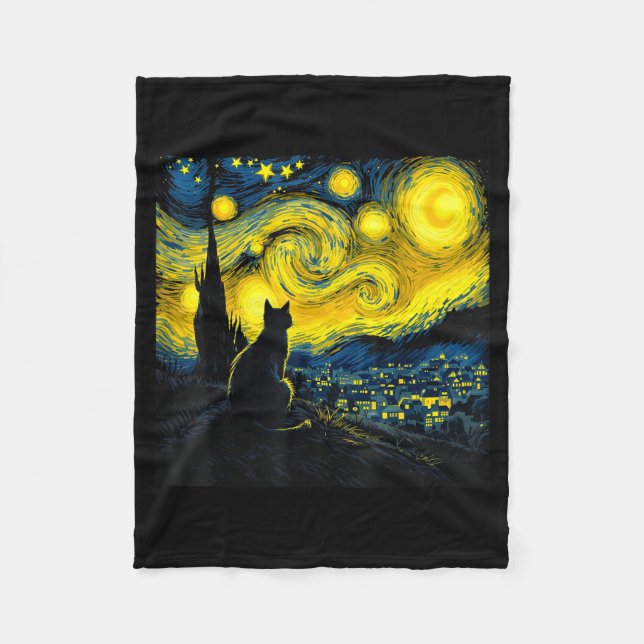Manta Polar Black Cat Funny Cat Lover Mom Daddy Starry Night V (Anverso)